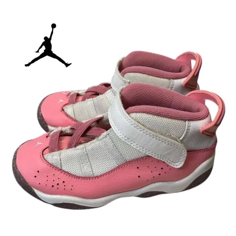 Jordan 6 Rings TD 'Coral Chalk' 323420-616 Little Girls Sneakers 10C
